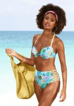 Venice Beach Push-Up-Bikini-Top »Hanni«, Mit Tropischem Print Und Gelben Details