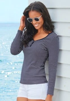 Beachtime Langarmshirt, (2er-Pack), Aus Weicher Rippqualität -Bikini Mode Geschaft 005ad06900d72ee2510a44e7cba49b39