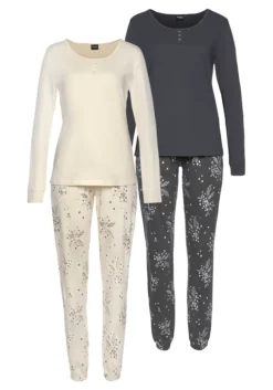 Vivance Dreams Pyjama, (4 Tlg., 2 Stück), Mit Feinen Blumenzweigen -Bikini Mode Geschaft 032282ae3b49e815ea2d2246dd9569a1