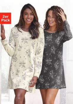 Vivance Dreams Nachthemd, (2er-Pack), Mit Feinen Blumenzweigen