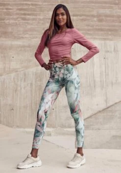 LASCANA ACTIVE Leggings, Mit Breitem Bündchen Und Blätterdruck -Bikini Mode Geschaft 0a644b56447d97b210a455a7d17e4a82