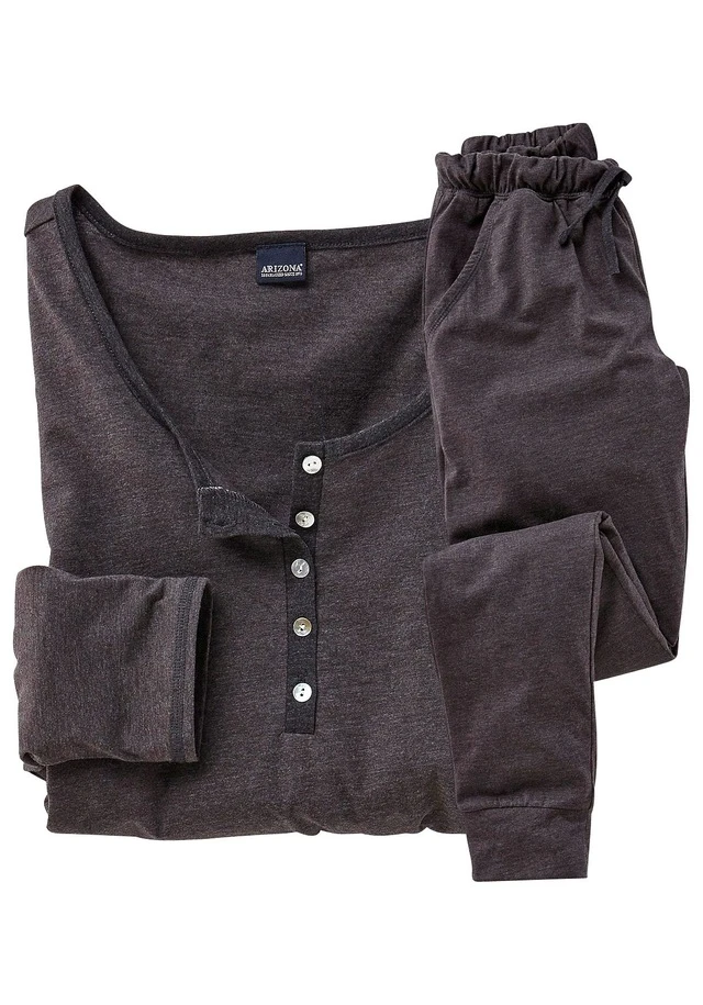 Arizona Pyjama, (2 Tlg., 1 Stück), In Melierter Qualität Mit Knopfleiste 4 Arizona Pyjama, (2 Tlg., 1 Stück), In Melierter Qualität Mit Knopfleiste – Bild 2