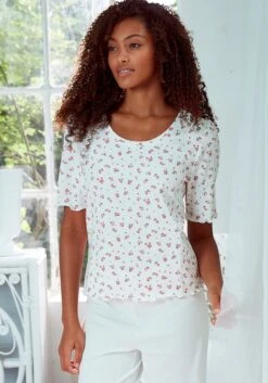 S.Oliver Pyjamaoberteil, Mit Puffärmeln -Bikini Mode Geschaft 137e85931cfa57b802e0f82d534221e8