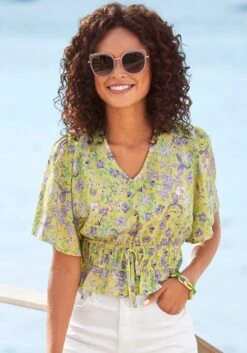 Beachtime Druckbluse, In Verkürzter Form