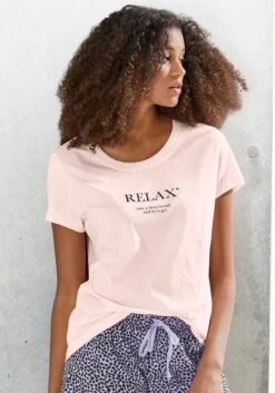 Vivance Dreams Pyjamaoberteil, Mit Statementdruck