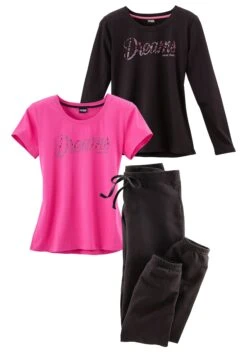 Vivance Dreams Pyjama, (Set, 3 Tlg.), Mit Frontschriftzug -Bikini Mode Geschaft 21599fa2dc8ec090bf3f7ea863706645