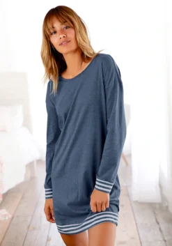 Arizona Nachthemd, Mit Gestreiften Bündchen