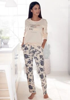 Vivance Dreams Pyjama, (2 Tlg., 1 Stück), Mit Großem Blumen-Druck -Bikini Mode Geschaft 2e37b39159ebd3aa760a7d8e23799d97