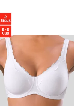 Petite Fleur Bügel-BH, (Packung, 2 Stück), Aus Baumwolle Mit Spitzenkante Und Breiteren Trägern, Basic Dessous -Bikini Mode Geschaft 3374b0d31fffde9c220683dd58c61c87