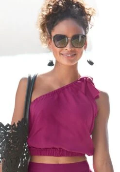 Buffalo One-Shoulder-Top, Aus Webware