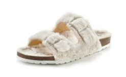 Vivance Hausschuh, Pantolette Mit Kuscheligem, Warmen Fellimitat Und Bequemem Korkfußbett