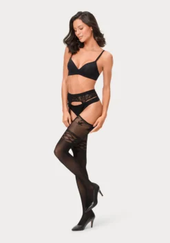 Petite Fleur Gold Ouvert Strumpfhose, Mit Eingearbeitetetem Strapsgürtel -Bikini Mode Geschaft 4368c7ee22ab53f44a6e841c811f8a2a