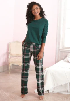 Vivance Dreams Pyjama, (2 Tlg., 1 Stück), Mit Schriftprint Und Gemusterter Hose -Bikini Mode Geschaft 45000c5c63abd716105092bd2a507188