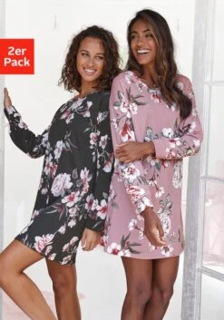 Vivance Dreams Sleepshirt, (2er-Pack), Mit Blumendruck