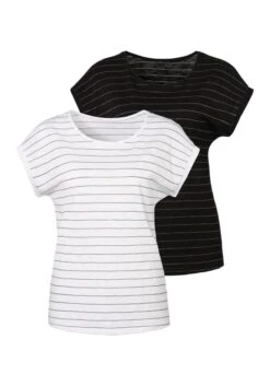 Vivance T-Shirt, (2er-Pack), Mit Kupferfarbenen Lurex-Streifen