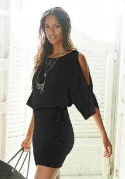 Buffalo Jerseykleid, (mit Bindeband), Mit Ärmelschlitzen