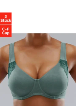 Petite Fleur Minimizer-BH, (Packung, 2 Stück), Mit Bügel, Mit Doppellagigen Cups Und Breiteren Trägern, Basic Dessous -Bikini Mode Geschaft 5598e716d8ec68189382b068cfa1a148