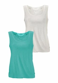 Beachtime Tanktop, (2er-Pack), Mit Spitzendetail Am Rücken