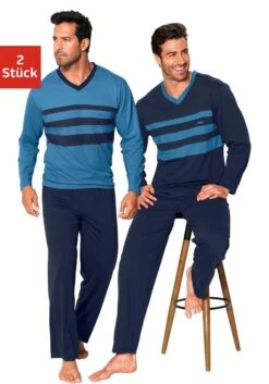 Le Jogger® Pyjama, (Packung, 4 Tlg., 2 Stück), Mit Kontrastfarbigen Einsätzen Vorn -Bikini Mode Geschaft 5baab800e22227b48997b58c9a62049c