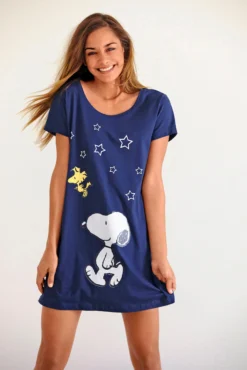 Peanuts Sleepshirt, Mit Snoopy-Print In Minilänge