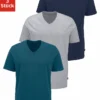 Bruno Banani T-Shirt, (3 Tlg., 3er-Pack), Mit V-Ausschnitt, Perfekte Passform, Aus Elastischer Baumwolle