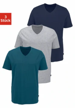 Bruno Banani T-Shirt, (3 Tlg., 3er-Pack), Mit V-Ausschnitt, Perfekte Passform, Aus Elastischer Baumwolle