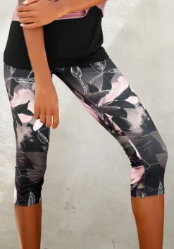 LASCANA ACTIVE Caprileggings »Tropical«, Mit Abstraktem Blumenprint