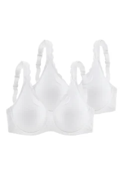 Petite Fleur Bügel-BH, (Packung, 2 Stück), Aus Baumwolle Mit Spitzenkante Und Breiteren Trägern, Basic Dessous -Bikini Mode Geschaft 72aee9630ad145837c67fe9919944700