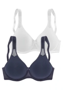 Petite Fleur T-Shirt-BH, (Packung, 2 Stück), Mit Bügel Und Netzeinsätzen, Basic Dessous -Bikini Mode Geschaft 782a398939aee89861ed8228a503b8f1