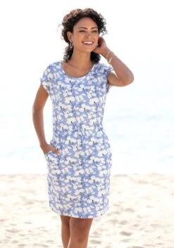 Beachtime Jerseykleid, Mit Blumenmuster