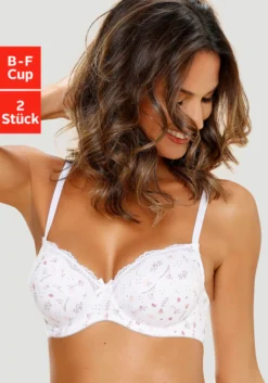 Petite Fleur Bügel-BH, (Packung, 2 Stück), Mit Feiner Spitzenborte, Basic Dessous
