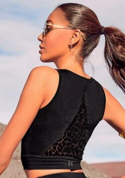 LASCANA ACTIVE Funktionsshirt, Mit Mesh-Einsatz Und Leo Muster -Bikini Mode Geschaft 7eea8ba518f7f0f084276e95e4fd2e2b