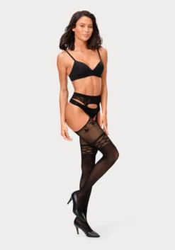 Petite Fleur Gold Ouvert Strumpfhose, Mit Eingearbeitetetem Strapsgürtel -Bikini Mode Geschaft 81f95bd28f421332b407f72e78d56743