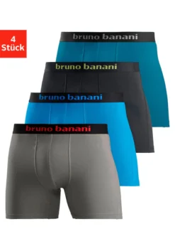 Bruno Banani Langer Boxer, (Packung, 4 St.), Mit Schwarzem Logobund -Bikini Mode Geschaft 8aeca44302ad3d4bb47aa994a514c914