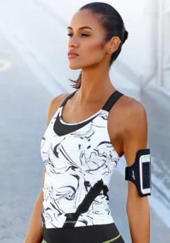 LASCANA ACTIVE Funktionsshirt »White Marble«, Mit Gekreuzten Trägern
