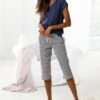 Vivance Dreams Capri-Pyjama, (2 Tlg., 1 Stück), Mit Gemusterter Schlafhose