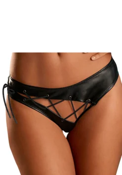 JETTE Slip, In Leder-Optik Mit Aufregender Schnürung