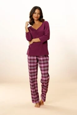 Vivance Dreams Pyjama, (2 Tlg., 1 Stück), Mit Karierter Hose
