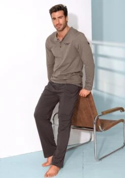 AUTHENTIC LE JOGGER Pyjama, (2 Tlg., 1 Stück), Mit Knopfleiste