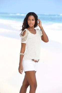 Vivance T-Shirt, Mit Modischer Häkelspitze -Bikini Mode Geschaft a47c1946c3f902964a83ff3429db86b0