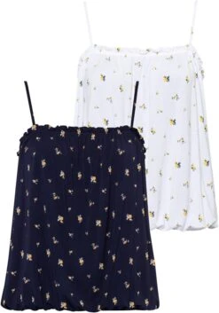 Vivance Spaghettitop, (2er-Pack), Ausschnitt Mit Femininen Rüschen