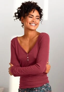 S.Oliver Langarmshirt, Aus Geripptem Stoff Mit Knopfleiste -Bikini Mode Geschaft ab3257d9563c2fbc3337f5b5f95c0fc8