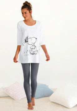 Peanuts Pyjama, (2 Tlg., 1 Stück), Mit Leggings Und Legerem Shirt Mit Snoopy Druck