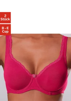 Petite Fleur T-Shirt-BH, (Packung, 2 Stück), Mit Ungefütterten, Nahtlosen Cups, Aus Baumwollqualität, Basic Dessous -Bikini Mode Geschaft bbc791a60d63cc5602efade2978d7088