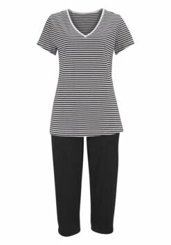 H.I.S Capri-Pyjama, (2 Tlg., 1 Stück), Mit Geringeltem T-Shirt Und Legerer Hose -Bikini Mode Geschaft bdf1beb7e812ad503d7e7e3d677ff21d