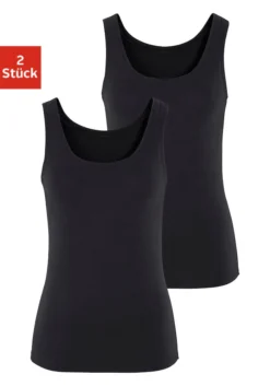 Vivance Tanktop, (2er-Pack), Aus Elastischer Baumwoll-Qualität
