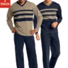Le Jogger® Pyjama, (Packung, 4 Tlg., 2 Stück), Mit Kontrastfarbigen Einsätzen Vorn