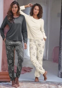 Vivance Dreams Pyjama, (4 Tlg., 2 Stück), Mit Feinen Blumenzweigen -Bikini Mode Geschaft d1f7219e206871fe3ef0551c9db7a21d