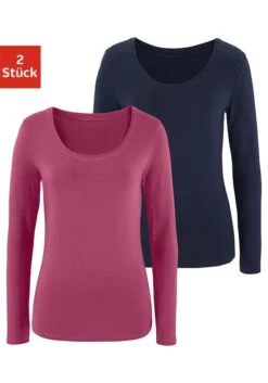 Vivance Langarmshirt, (2er-Pack), Aus Elastischer Baumwoll-Qualität -Bikini Mode Geschaft d7633f6b7399556972f56e09cff23028