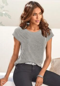 Vivance T-Shirt, Mit Silbrigem Glitzerdruck -Bikini Mode Geschaft da2dc42dcf81731fbbbd655b5b1e5c06